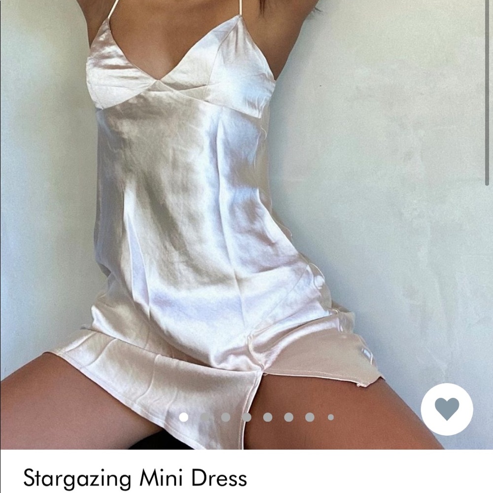 Princess Polly Stargazing silk dress in champagne